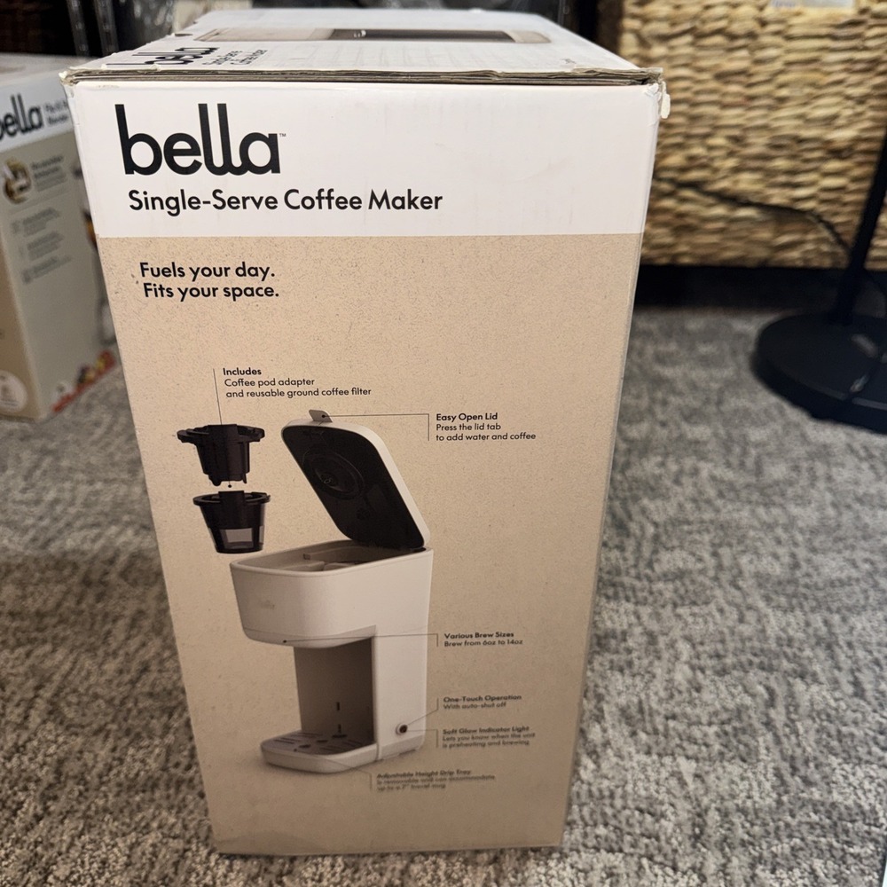 Bella Single Serve Coffee Maker (Size Your Way Size 6oz-14oz) Oatmilk Color- NEW - Picture 10 of 14